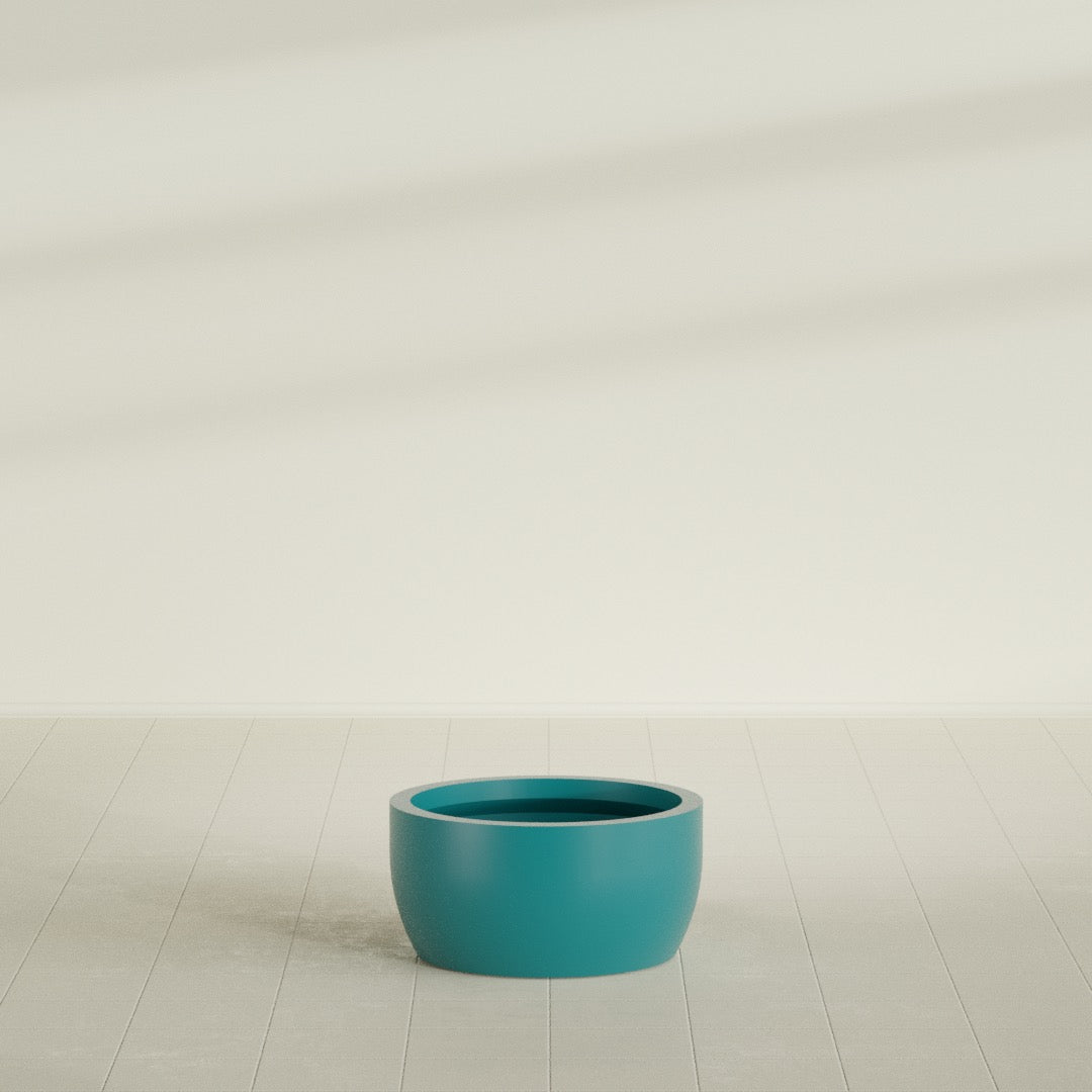 Casablanca Medium Round Low Bowl Fiberglass Planter - 24 in x 24 in x 12 in - Satin Sea Foam - Satin Sea Foam,24 in x 24 in x 12 in