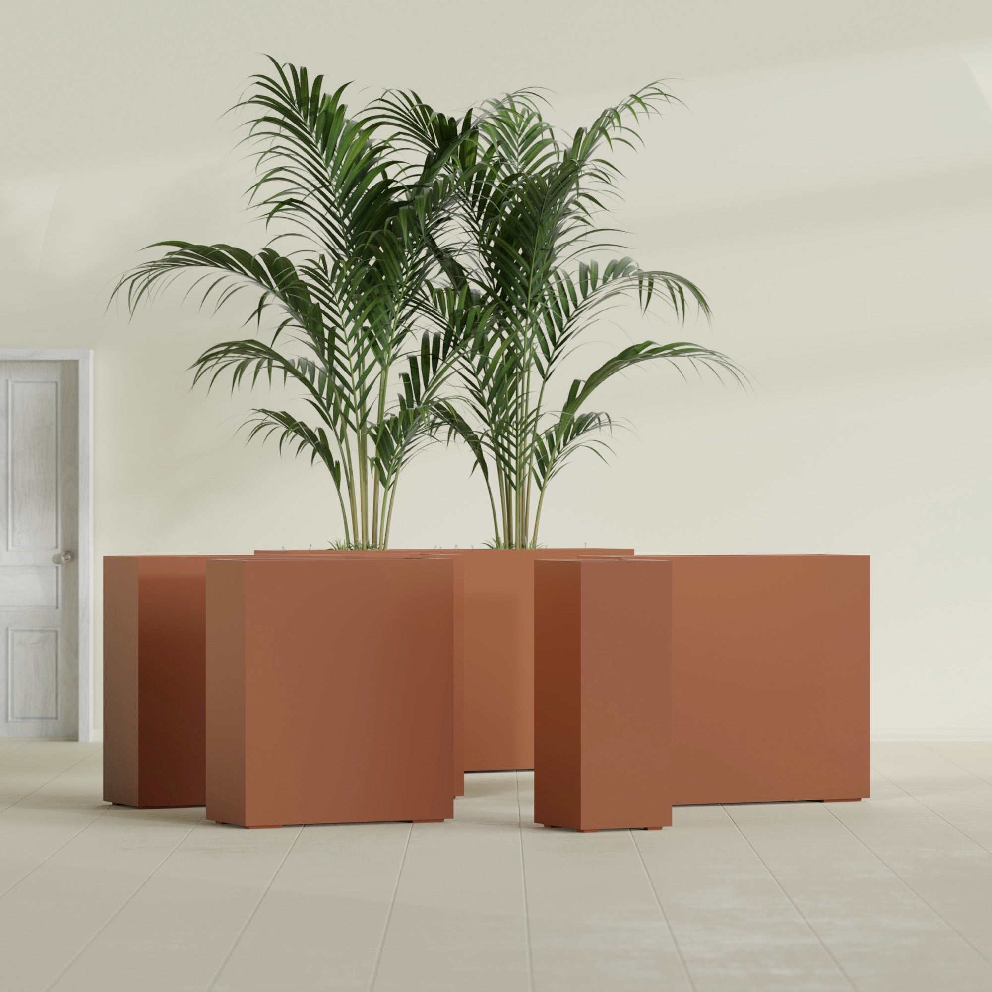 Perth Large Tall Rectangle Fiberglass Planter - 36 in x 16 in x 42 in - Matte Terracotta - Matte Terracotta,36 in x 16 in x 42 in
