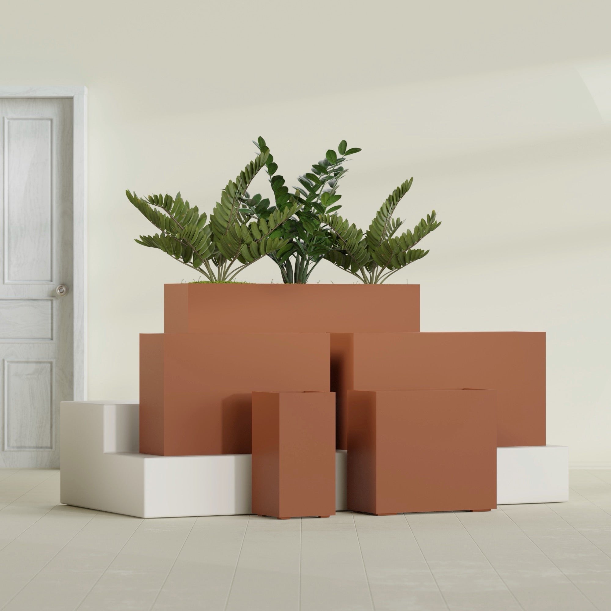 Potsdam Extra Large Long Rectangle Fiberglass Planter - 72 in x 16 in x 32 in - Matte Terracotta - Matte Terracotta,72 in x 16 in x 32 in