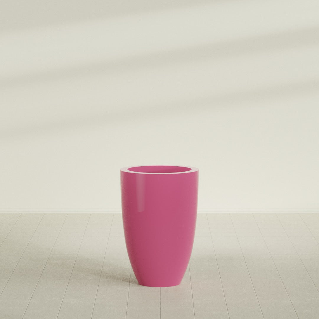 Brannan Large Round Fiberglass Planter - 24 in x 24 in x 35 in - Gloss Pink Violet - Gloss Pink Violet,24 in x 24 in x 35 in