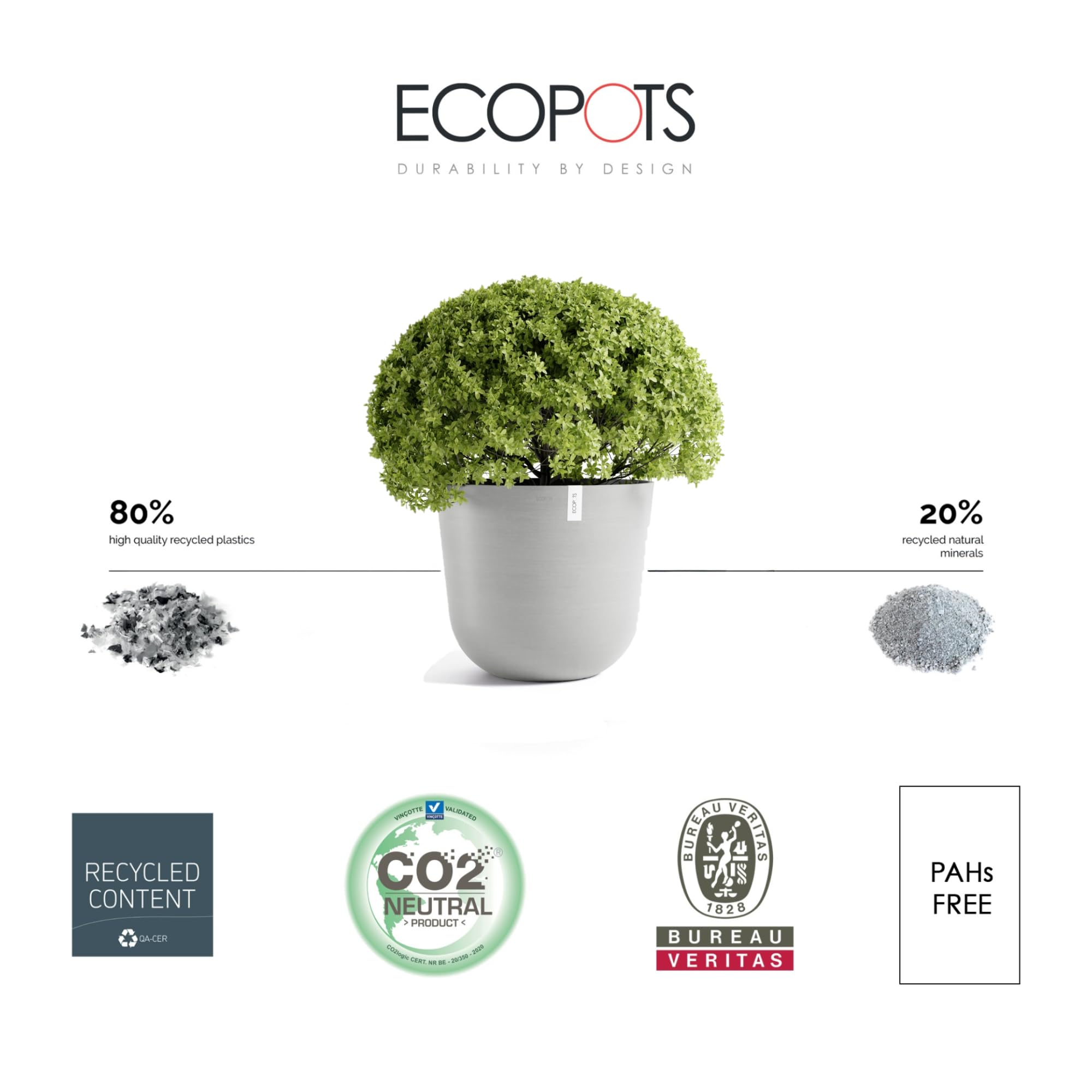 Oslo Medium Round Planter - 25.5 in x 25.5 in x 22.3 in - White Grey - White Grey,25.5 in x 25.5 in x 22.25 in,Planter Only