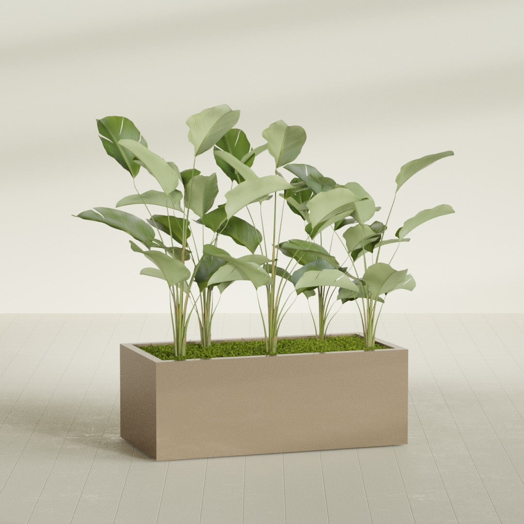 Torino Extra Large Wide Rectangle Fiberglass Planter - 48 in x 24 in x 18 in - Metallic Gold - Metallic Gold,48 in x 24 in x 18 in