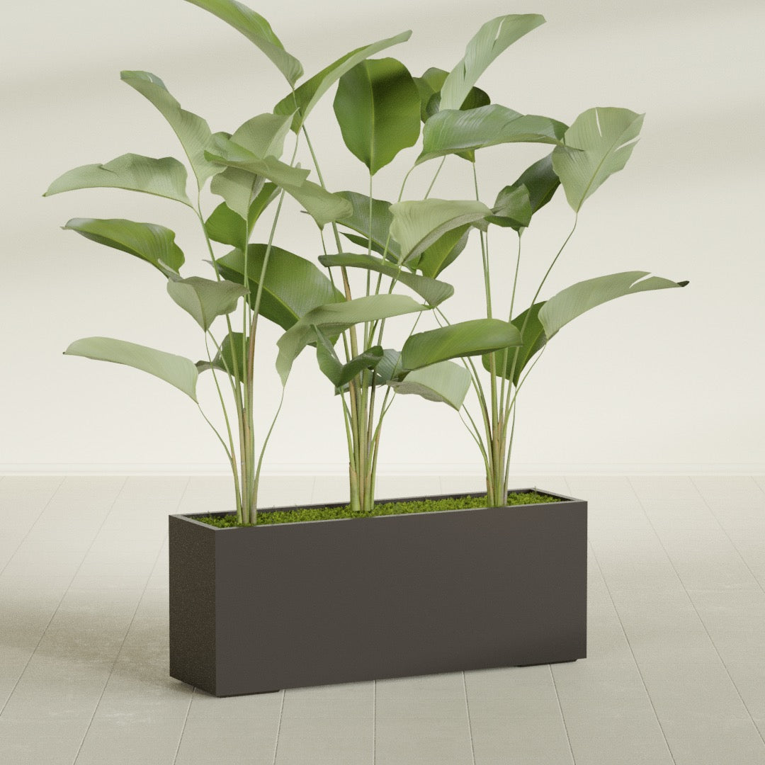 Tolga Extra Large Long Rectangle Fiberglass Planter - 60 in x 16 in x 24 in - Matte Brown - Matte Brown,60 in x 16 in x 24 in