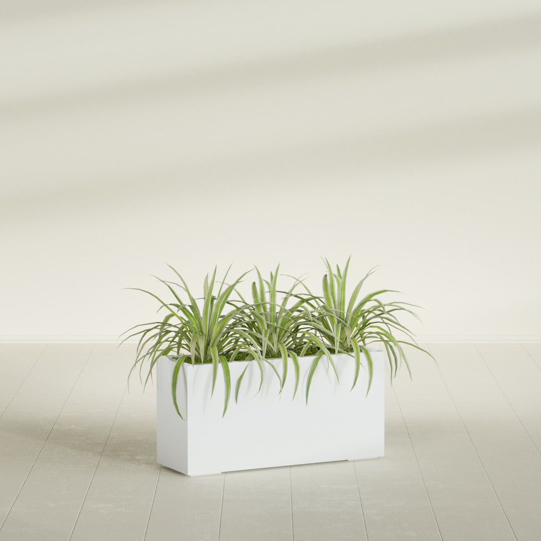 Hollywood Large Narrow Rectangle Fiberglass Planter - 36 in x 12 in x 24 in - Matte White - Matte White,36 in x 12 in x 24 in