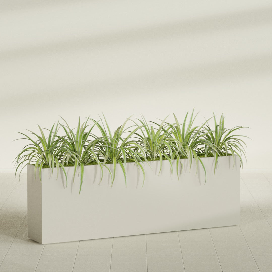 Hollywood Extra Large Narrow Rectangle Fiberglass Planter - 72 in x 12 in x 24 in - Satin Beige - Satin Beige,72 in x 12 in x 24 in