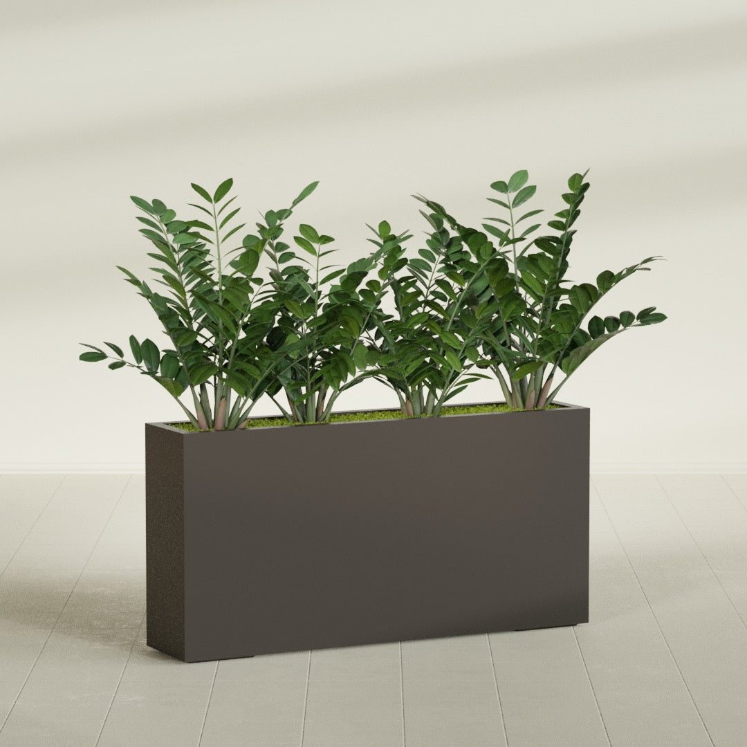 Milano Extra Large Narrow Rectangle Fiberglass Planter - 48 in x 10 in x 24 in - Matte Brown - Matte Brown,48 in x 10 in x 24 in