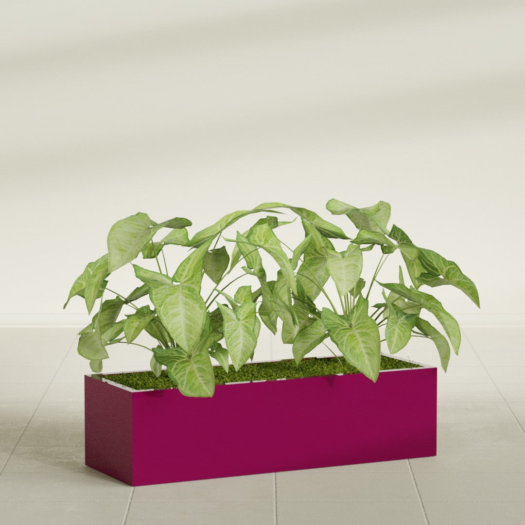 Reade Small Tabletop Rectangle Fiberglass Planter - 18 in x 6.5 in x 5 in - Gloss Eggplant - Gloss Eggplant,18.5 in x 6.5 in x 5 in