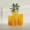 Saint Tropez Extra Large Tall Round Fiberglass Planter - 28 in x 28 in x 60 in - Gloss Saffron - Gloss Saffron,28 in x 28 in x 60 in
