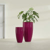 San Jose Large Tall Round Fluted Fiberglass Planter - 16 in x 16 in x 30 in - Gloss Eggplant - Gloss Eggplant,16 in x 16 in x 30 in
