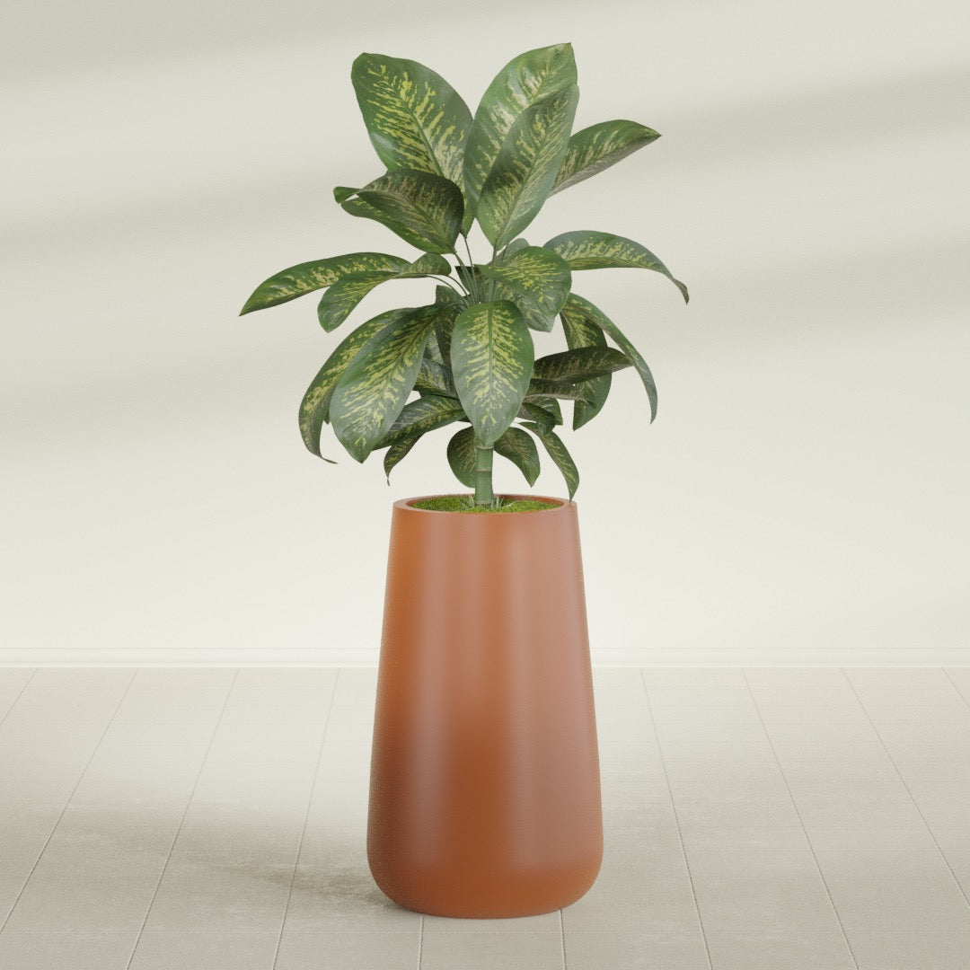 Saigon Extra Large Tapered Round Planter - 19 in x 24 in x 42 in - Matte Terracotta - Matte Terracotta,19.2 in x 24.2 in x 42 in