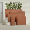 Delray Extra Large Long Rectangle Fiberglass Planter - 60 in x 12 in x 32 in - Matte Terracotta - Matte Terracotta,60 in x 12 in x 32 in