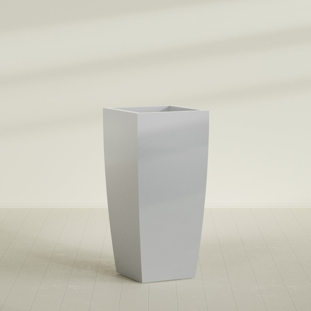 Toulan Extra Large Tall Tapered Square Fiberglass Planter - 28 in x 28 in x 60 in - Metallic Silver - Metallic Silver,28 in x 28 in x 60 in