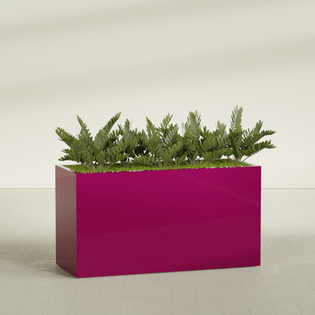Brisbane Extra Large Long Rectangle Fiberglass Planter - 60 in x 24 in x 32 in - Gloss Eggplant - Gloss Eggplant,60 in x 24 in x 32 in