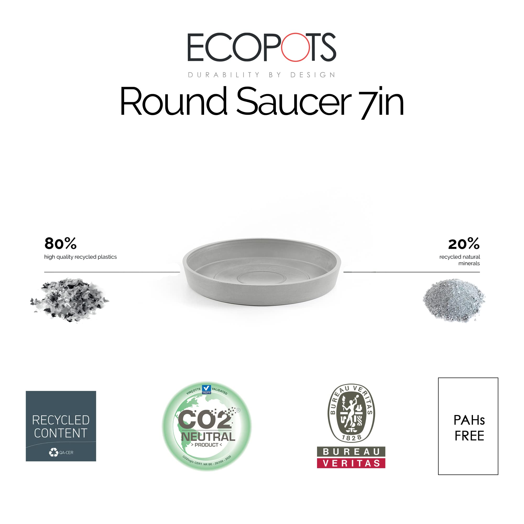 Small Round Saucer - 7 in x 7 in x 1 in - White Grey - White Grey,7 in x 7 in x 1 in