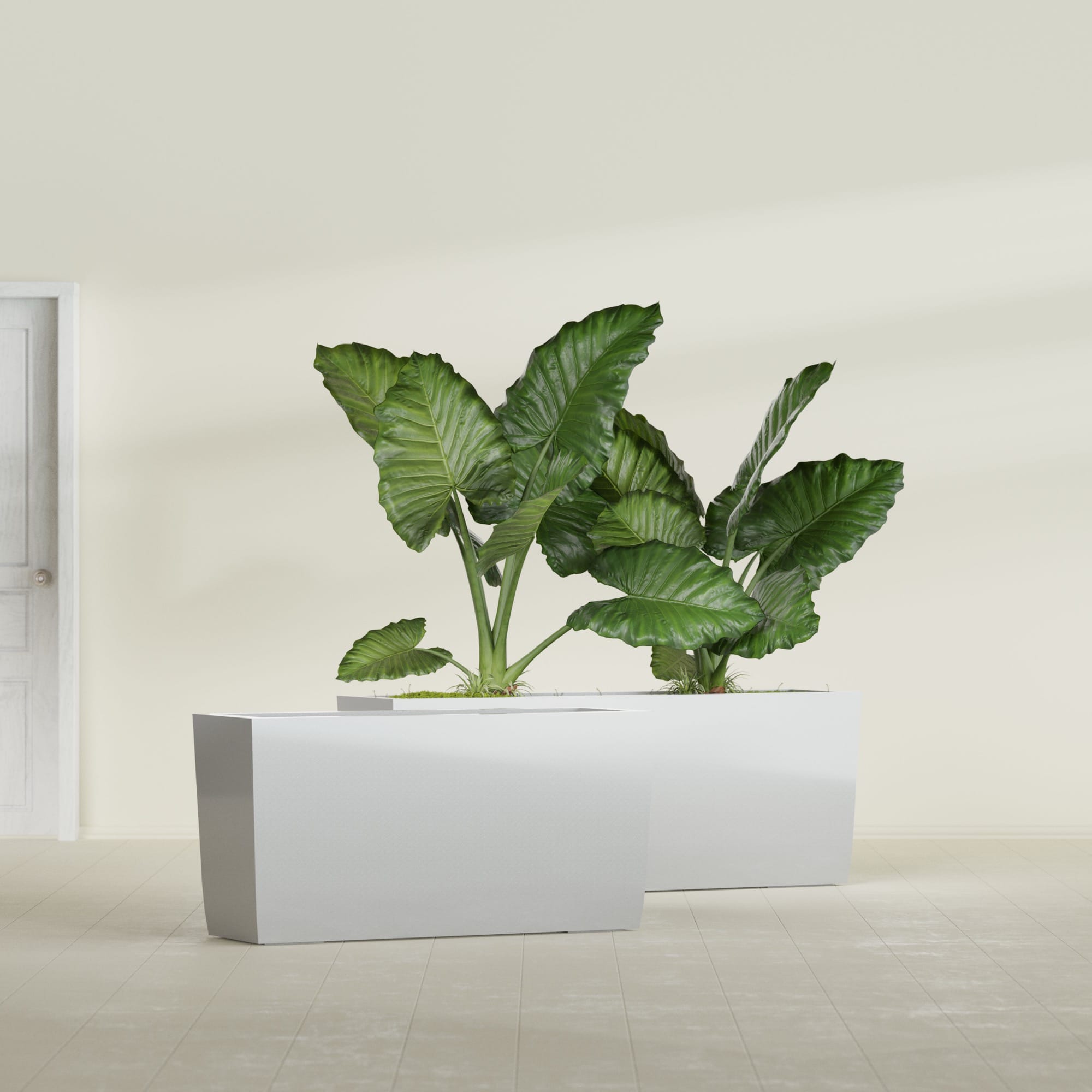 Panama Large Long Rectangle Fiberglass Planter - 36 in x 12 in x 18 in - Metallic Silver - Metallic Silver,36 in x 12 in x 18 in