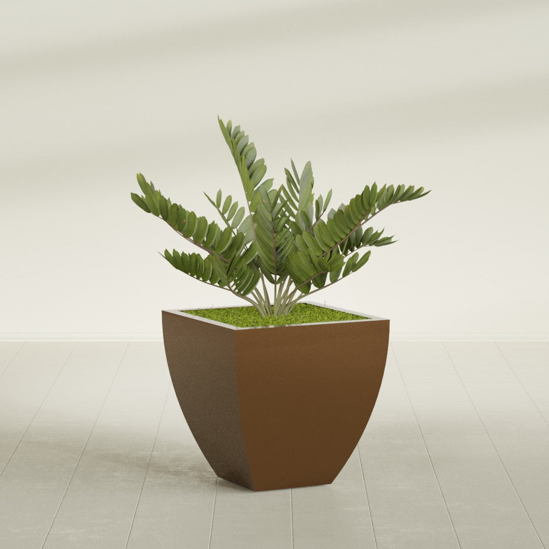 Lima Medium Tapered Square Fiberglass Planter - 24 in x 24 in x 24 in - Metallic Bronze - Metallic Bronze,24 in x 24 in x 24 in