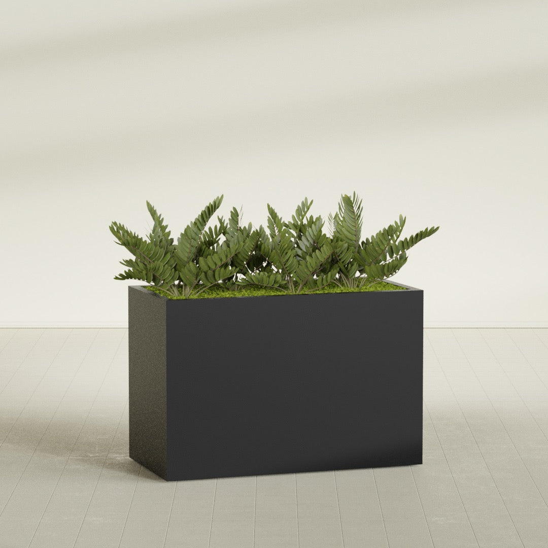 Brisbane Extra Large Long Rectangle Fiberglass Planter - 48 in x 24 in x 32 in - Matte Black - Matte Black,48 in x 24 in x 32 in