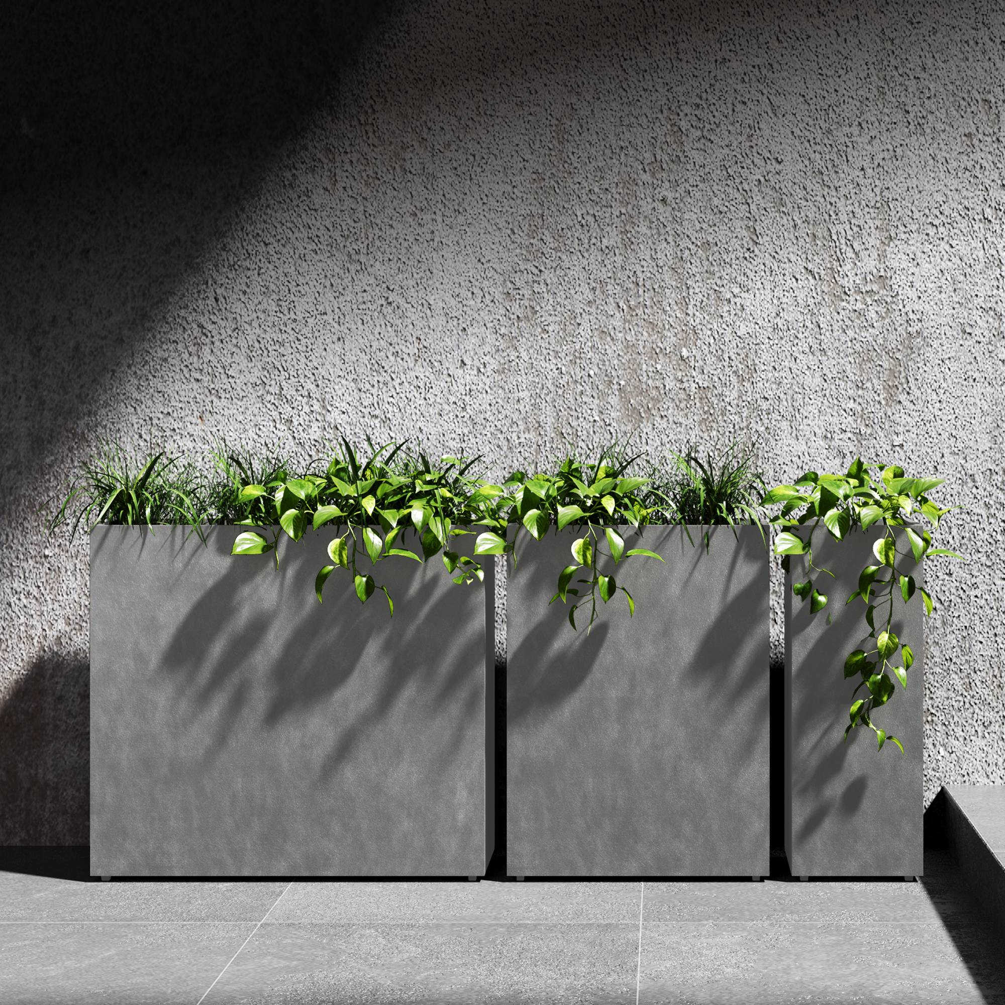 Reglo Modular Rectangle Planter - 35.5 in x 11.75 in x 31.5 in - Brown Stone - Brown Stone,35.5 in x 11.75 in x 31.5 in