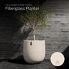 Mondo Large Planter – Sand Stone Finish – Fiberglass Indoor/Outdoor and Weather-Resistant Round Planter (26" D x 24" H Exterior, 24.6" D x 24" H Interior) - Sand Stone,26 in x 26 in x 24 in