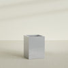 Brisbane Large Rectangle Fiberglass Planter - 24 in x 24 in x 32 in - Metallic Silver - Metallic Silver,24 in x 24 in x 32 in