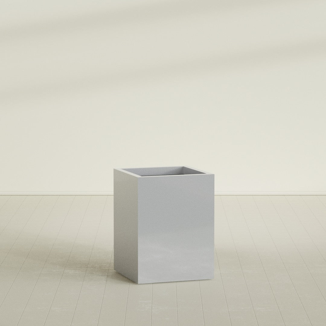 Brisbane Large Rectangle Fiberglass Planter - 24 in x 24 in x 32 in - Metallic Silver - Metallic Silver,24 in x 24 in x 32 in
