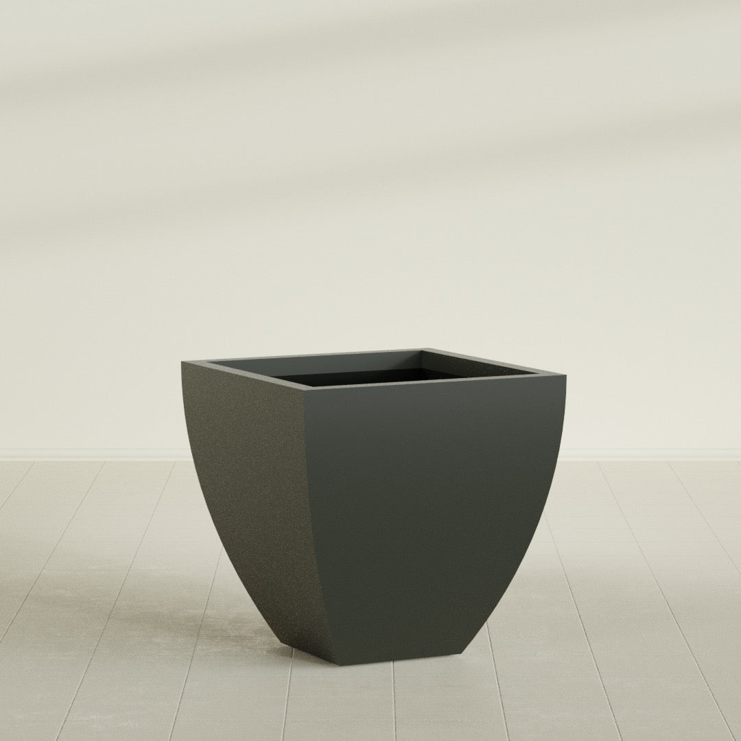 Lima Large Tapered Square Fiberglass Planter - 30 in x 30 in x 30 in - Matte Charcoal - Matte Charcoal,30 in x 30 in x 30 in