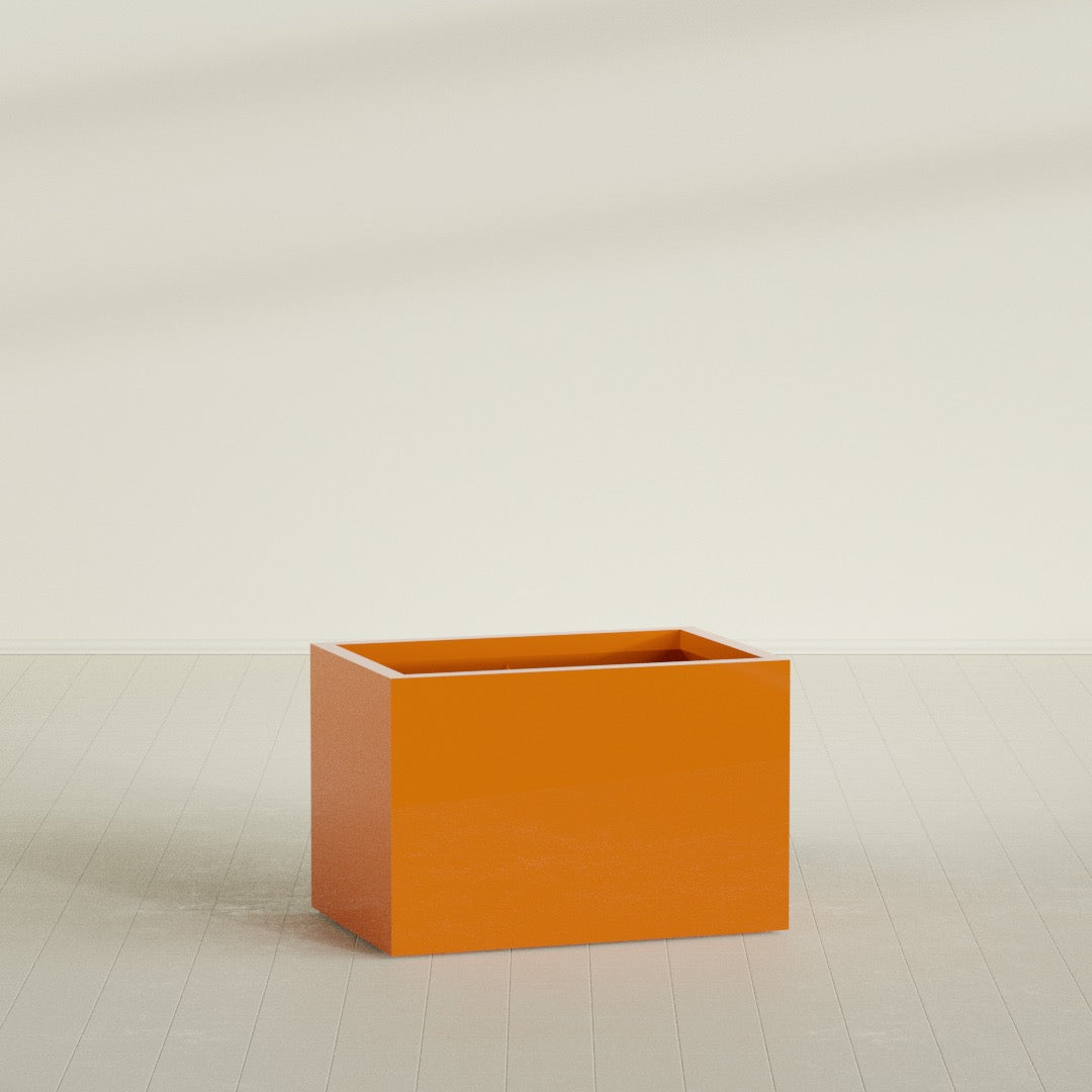 Granada Large Rectangle Fiberglass Planter - 36 in x 24 in x 24 in - Gloss Tangerine - Gloss Tangerine,36 in x 24 in x 24 in