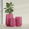 Tall Hayden Medium Round Fiberglass Planter - 15 in x 15 in x 23 in - Gloss Pink Violet - Gloss Pink Violet,15 in x 15 in x 23 in