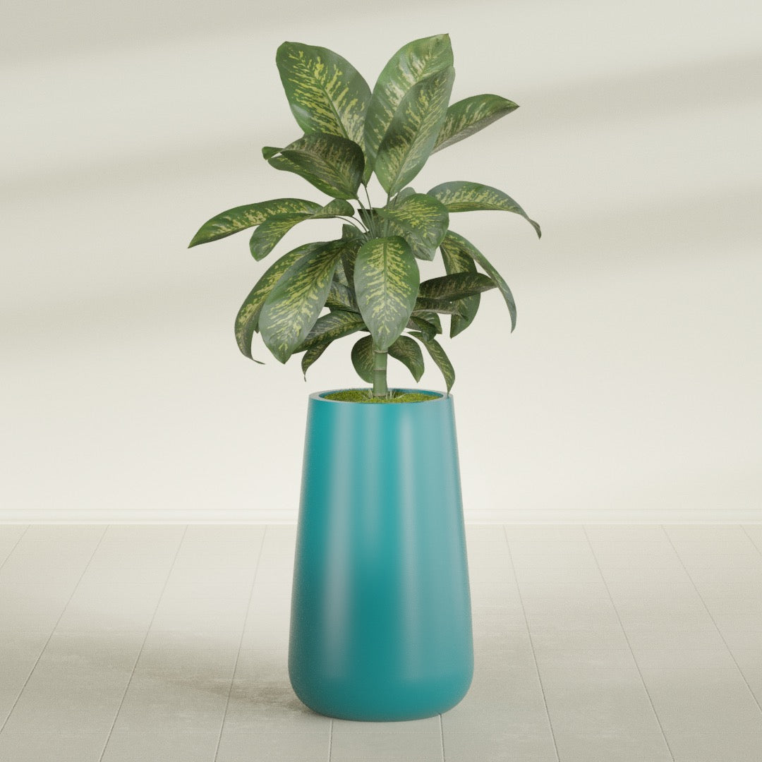 Saigon Extra Large Tapered Round Planter - 19 in x 24 in x 42 in - Satin Sea Foam - Satin Sea Foam,19.2 in x 24.2 in x 42 in