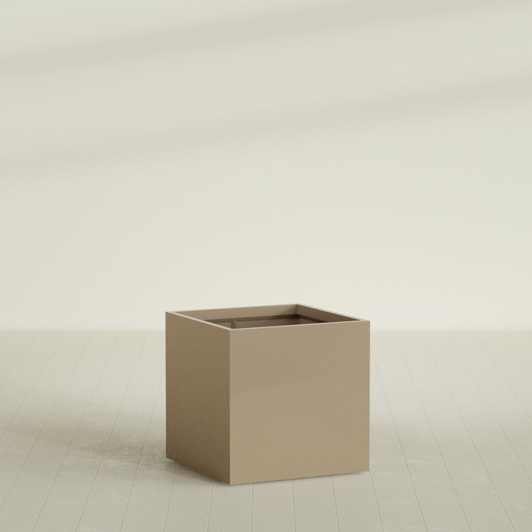 Montroy Large Cube Square Fiberglass Planter - 36 in x 36 in x 36 in - Metallic Gold - Metallic Gold,36 in x 36 in x 36 in