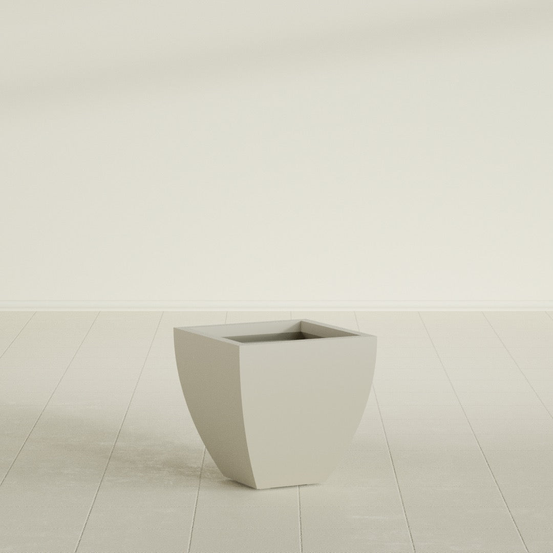 Lima Small Tapered Square Fiberglass Planter - 16 in x 16 in x 16 in - Satin Beige - Satin Beige,16 in x 16 in x 16 in