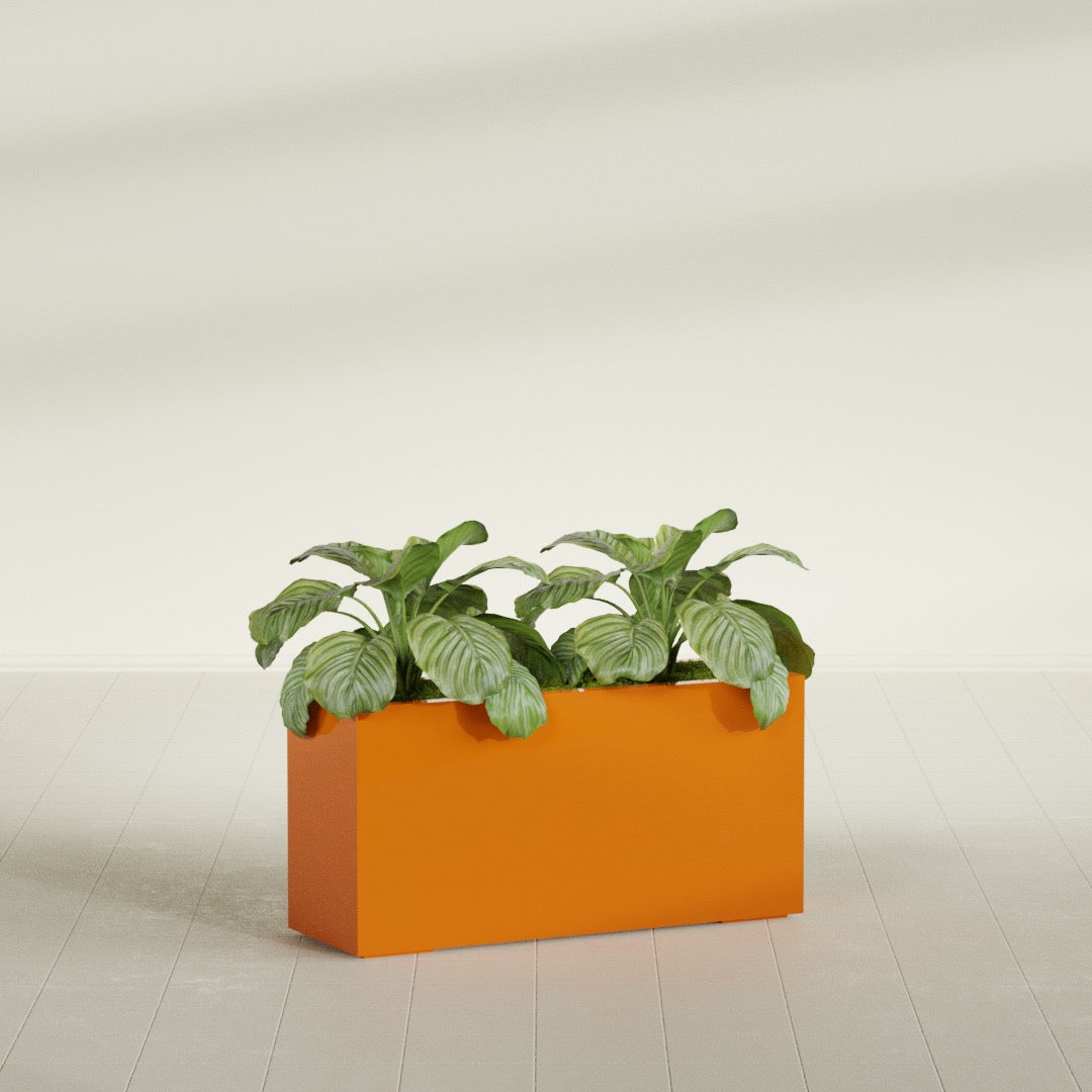 Miami Large Narrow Rectangle Fiberglass Planter - 36 in x 12 in x 18 in - Gloss Tangerine - Gloss Tangerine,36 in x 12 in x 18 in