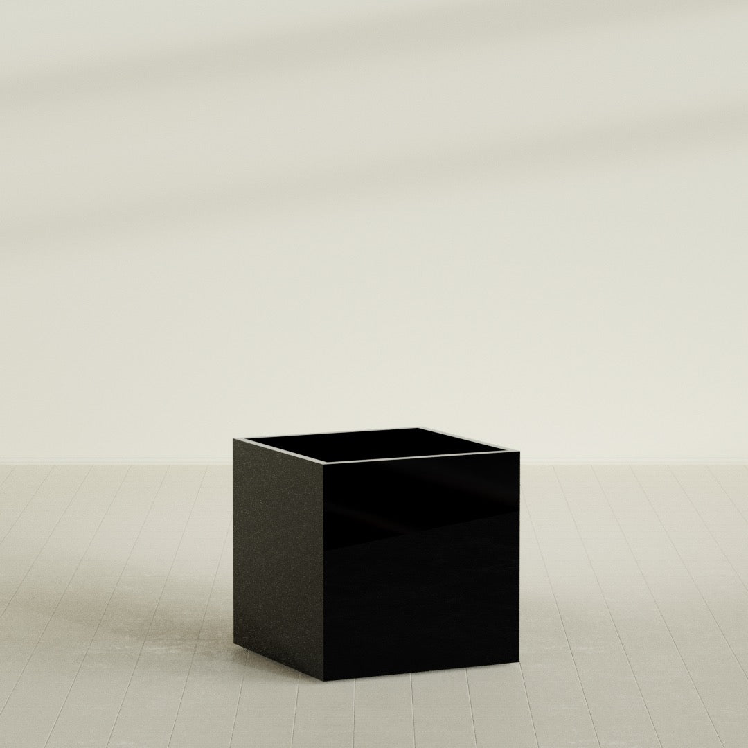 Montroy Large Cube Square Fiberglass Planter - 36 in x 36 in x 36 in - Gloss Black - Gloss Black,36 in x 36 in x 36 in