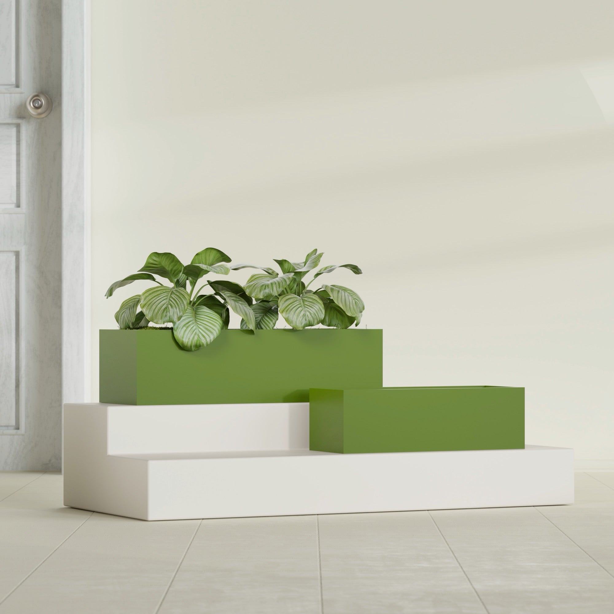 Reade Small Tabletop Rectangle Fiberglass Planter - 14 in x 5 in x 4.3 in - Satin Green - Satin Green,14 in x 5 in x 4.3 in