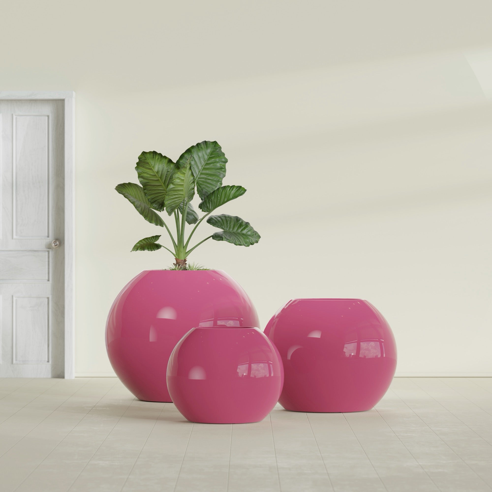 Globe Large Sphere Fiberglass Planter - 36 in x 36 in x 30 in - Gloss Pink Violet - Gloss Pink Violet,36 in x 36 in x 30 in