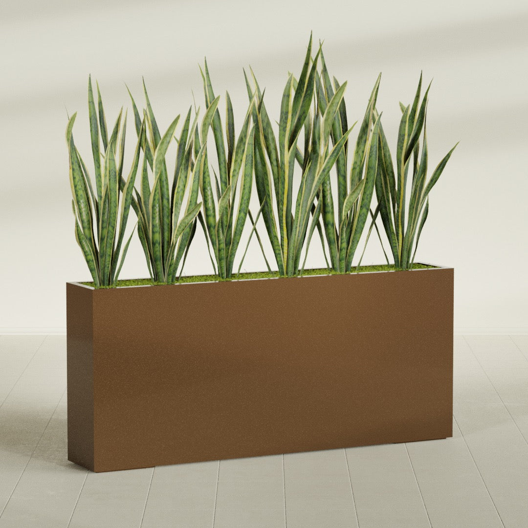 Delray Extra Large Long Rectangle Fiberglass Planter - 72 in x 12 in x 32 in - Metallic Bronze - Metallic Bronze,72 in x 12 in x 32 in