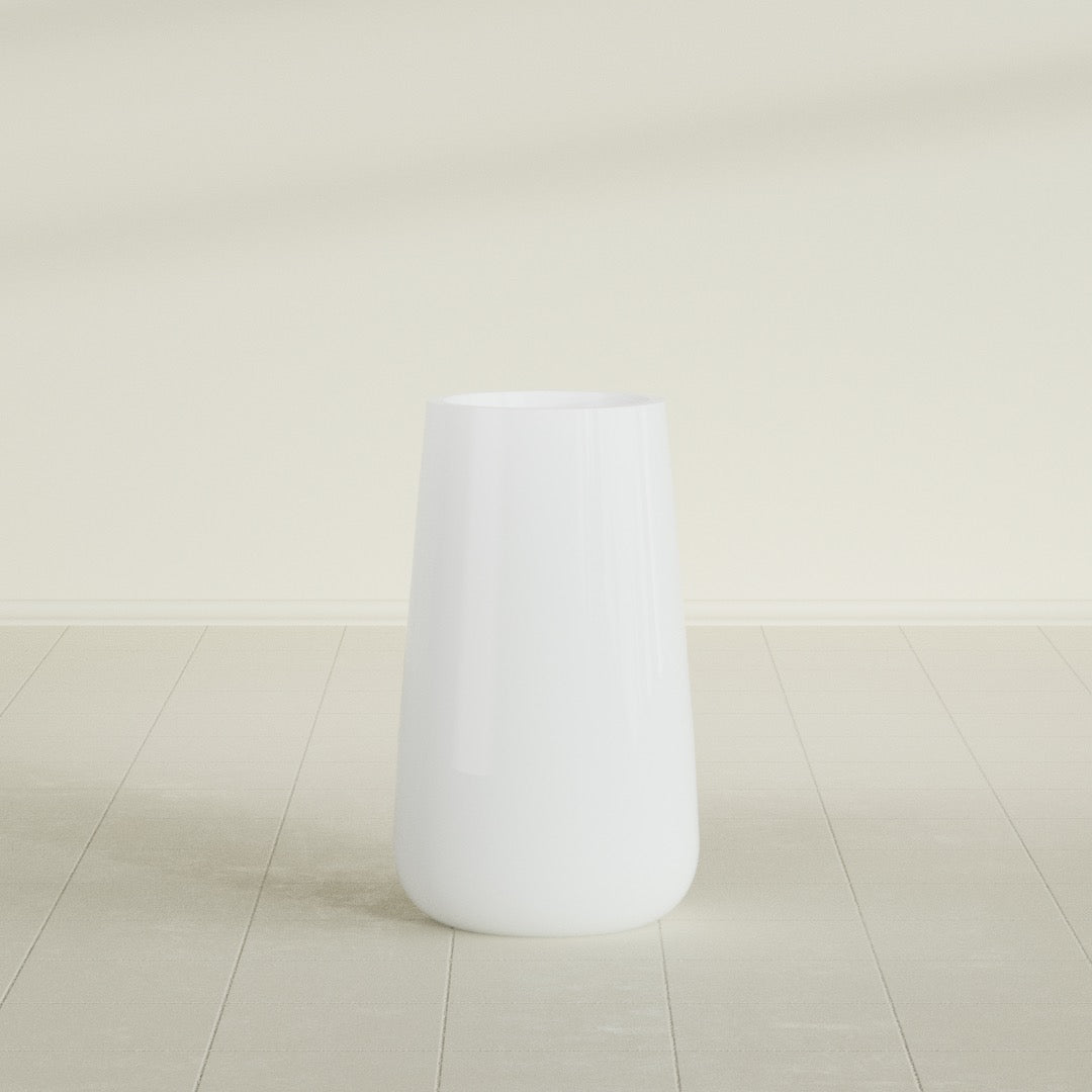 Saigon Large Tapered Round Planter - 16 in x 21 in x 36 in - Matte White - Matte White,16.4 in x 20.7 in x 36 in