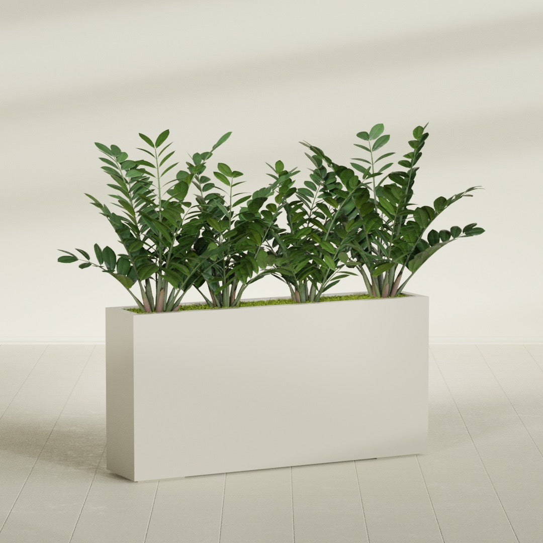 Milano Extra Large Narrow Rectangle Fiberglass Planter - 48 in x 10 in x 24 in - Satin Beige - Satin Beige,48 in x 10 in x 24 in