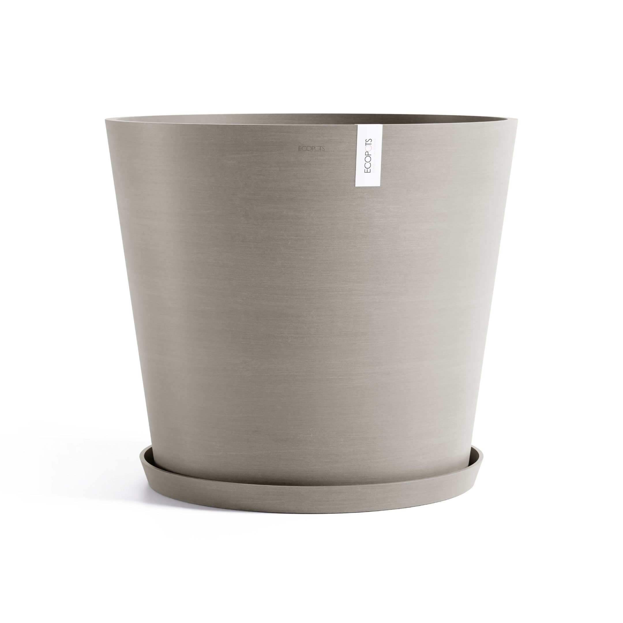 Amsterdam Medium Round Planter - 27.5 in x 27.5 in x 24 in - Planter + Saucer - Taupe - Taupe,27.5 in x 27.5 in x 24 in,Planter + Saucer