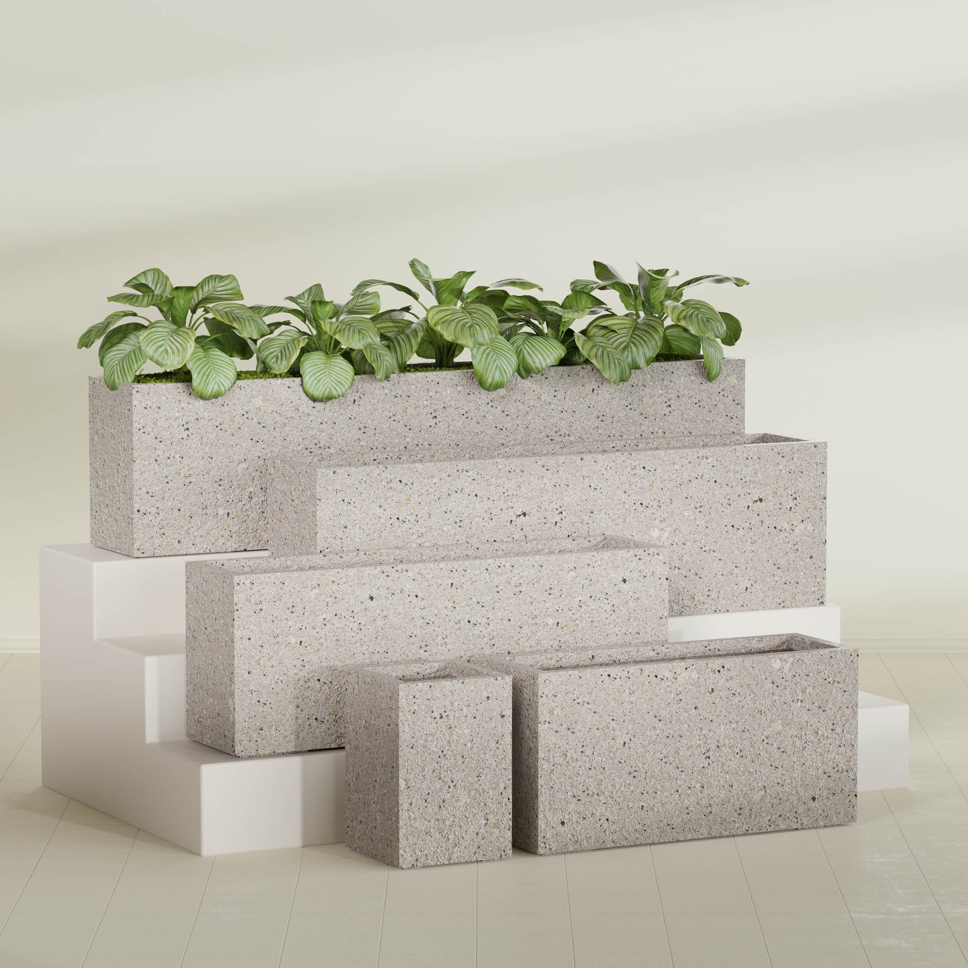 Miami Small Rectangle Fiberglass Planter - 12 in x 12 in x 18 in - Matte Black - Matte Black,12 in x 12 in x 18 in
