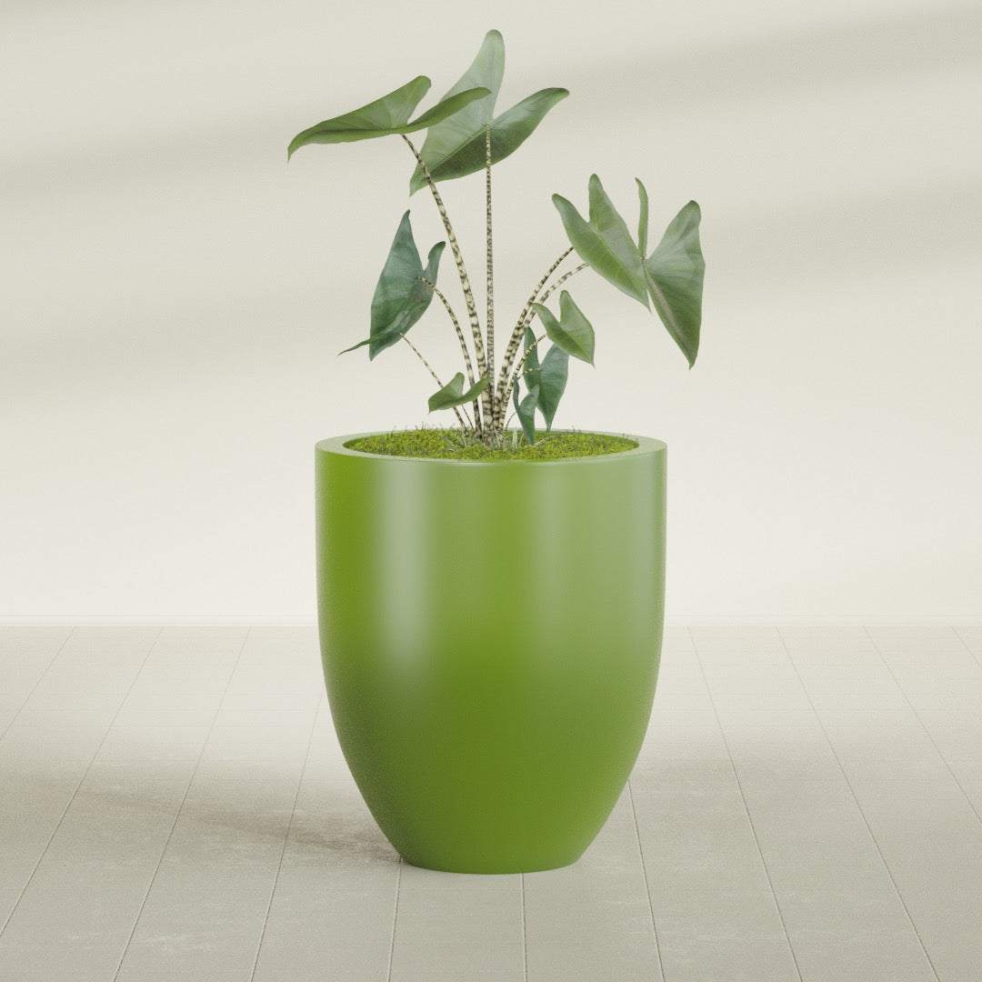 Valencia Large Round Fiberglass Planter - 27 in x 27 in x 31 in - Satin Green - Satin Green,27 in x 27 in x 31 in
