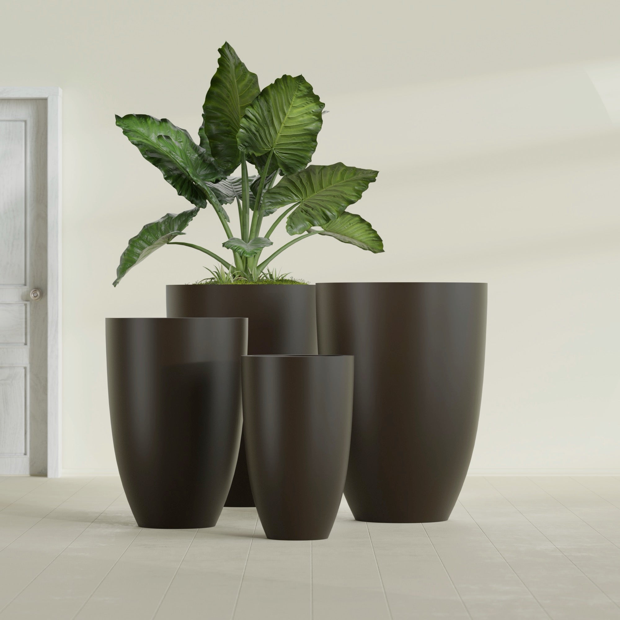 Brannan Medium Round Fiberglass Planter - 18 in x 18 in x 29 in - Matte Brown - Matte Brown,18 in x 18 in x 29 in
