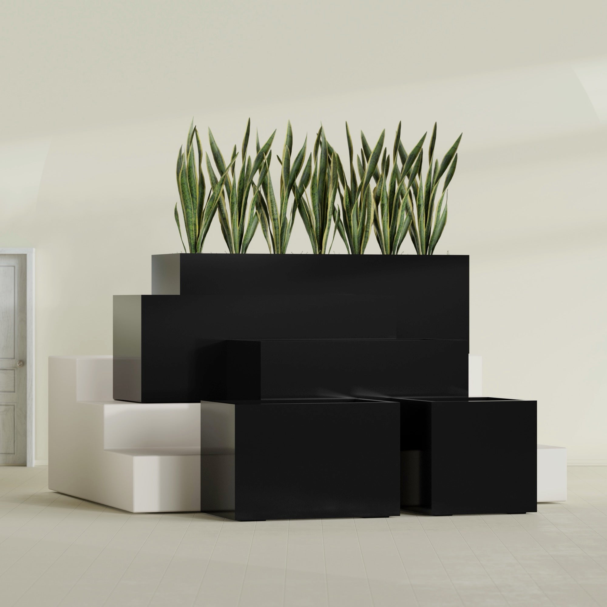 Granada Extra Large Long Rectangle Fiberglass Planter - 60 in x 24 in x 24 in - Gloss Black - Gloss Black,60 in x 24 in x 24 in