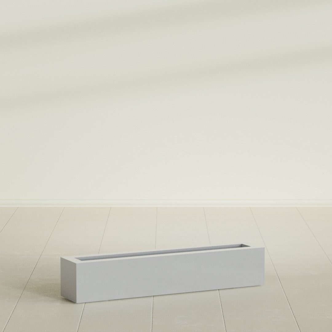 Salon Large Tall Rectangle Fiberglass Planter - 42 in x 8 in x 8 in - Metallic Silver - Metallic Silver,42 in x 8 in x 8 in