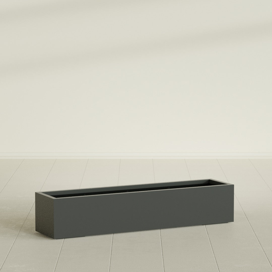 Cuba Extra Large Long Rectangle Fiberglass Planter - 60 in x 14 in x 12 in - Matte Charcoal - Matte Charcoal,60 in x 14 in x 12 in