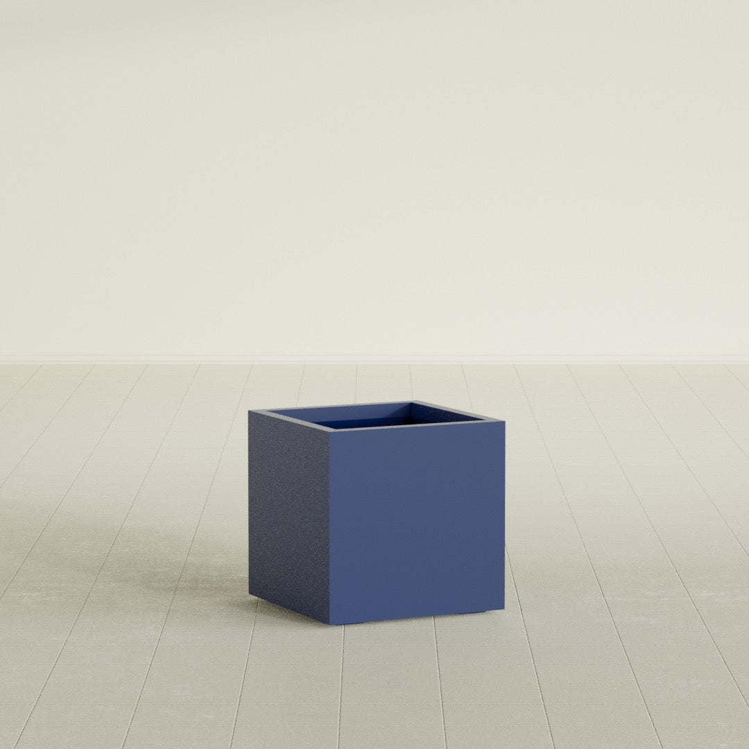 Montroy Medium Cube Square Fiberglass Planter - 20 in x 20 in x 20 in - Matte Cobalt Blue - Matte Cobalt Blue,20 in x 20 in x 20 in