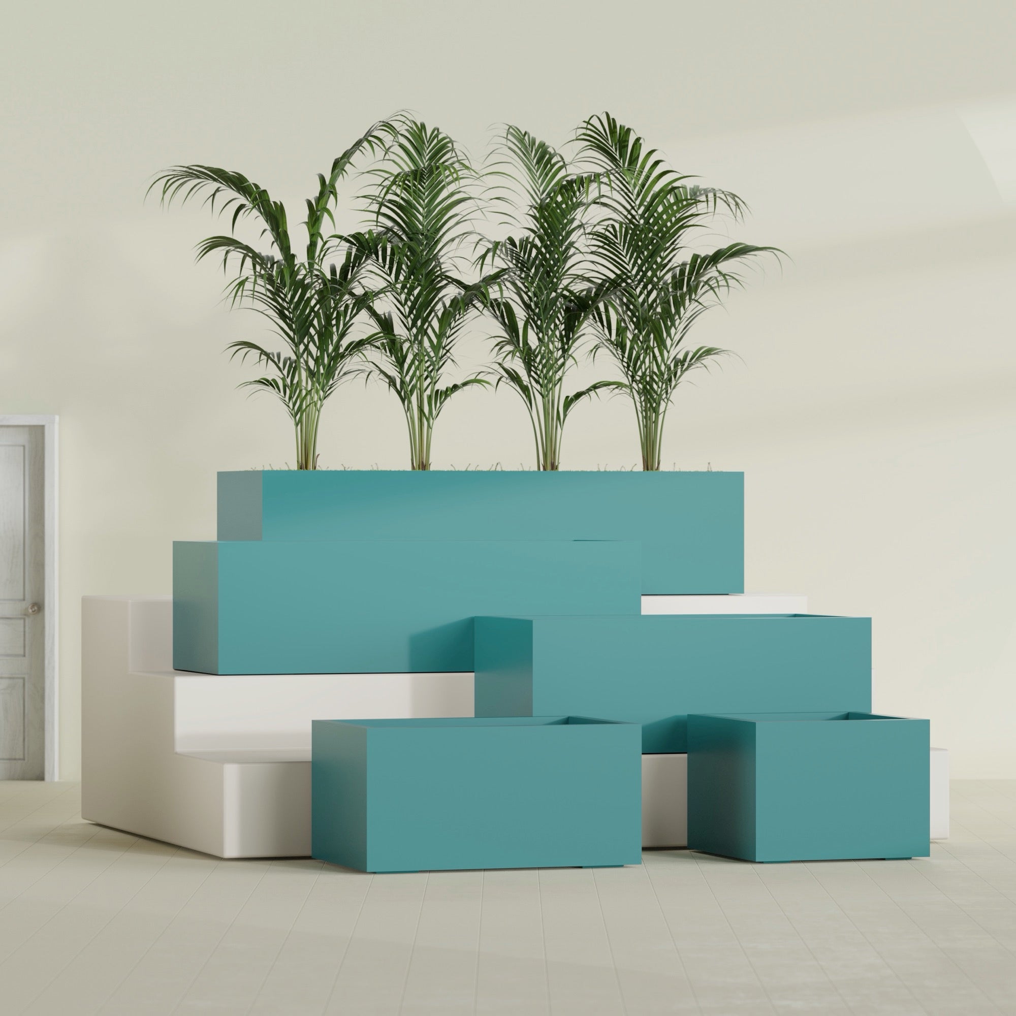 Torino Extra Large Wide Rectangle Fiberglass Planter - 60 in x 24 in x 18 in - Satin Sea Foam - Satin Sea Foam,60 in x 24 in x 18 in