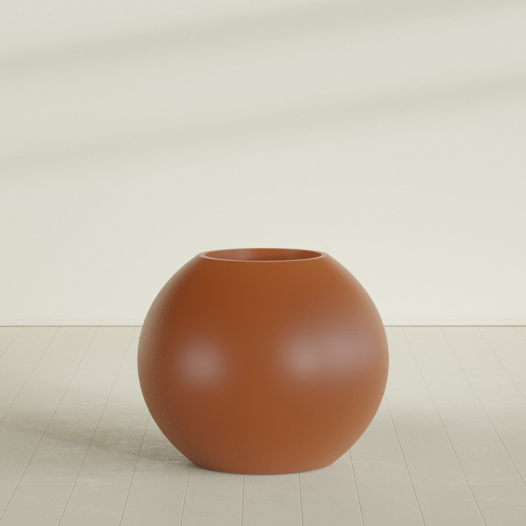 Globe Large Sphere Fiberglass Planter - 36 in x 36 in x 30 in - Matte Terracotta - Matte Terracotta,36 in x 36 in x 30 in