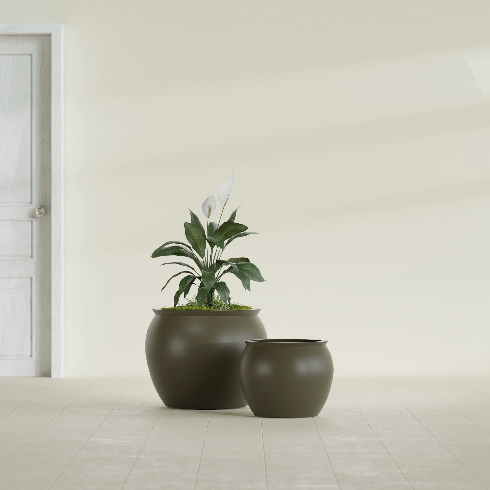 Fishbowl Small Round Fiberglass Planter - 16 in x 16 in x 14 in - Matte Bronze - Matte Bronze,16 in x 16 in x 14 in