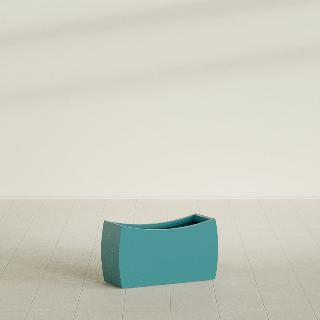 Seoul Large Curved Abstract Fiberglass Planter - 32 in x 12 in x 18 in - Satin Sea Foam - Satin Sea Foam,32 in x 12 in x 18 in